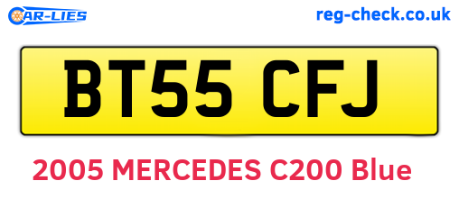 BT55CFJ are the vehicle registration plates.