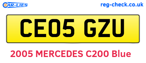 CE05GZU are the vehicle registration plates.