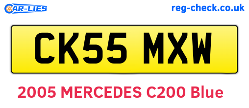CK55MXW are the vehicle registration plates.