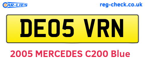 DE05VRN are the vehicle registration plates.