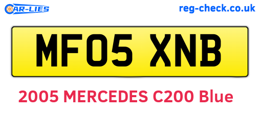 MF05XNB are the vehicle registration plates.