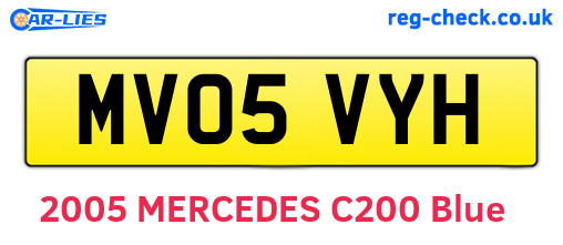 MV05VYH are the vehicle registration plates.