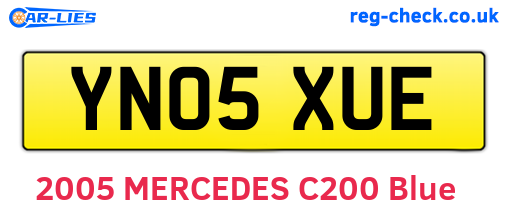 YN05XUE are the vehicle registration plates.