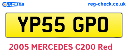 YP55GPO are the vehicle registration plates.