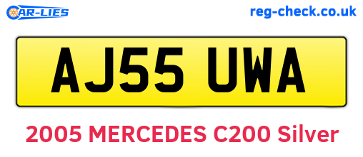 AJ55UWA are the vehicle registration plates.