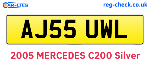 AJ55UWL are the vehicle registration plates.