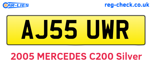 AJ55UWR are the vehicle registration plates.