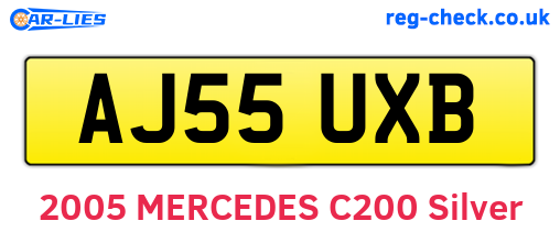 AJ55UXB are the vehicle registration plates.