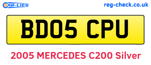 BD05CPU are the vehicle registration plates.