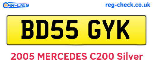 BD55GYK are the vehicle registration plates.