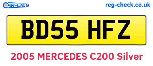 BD55HFZ are the vehicle registration plates.