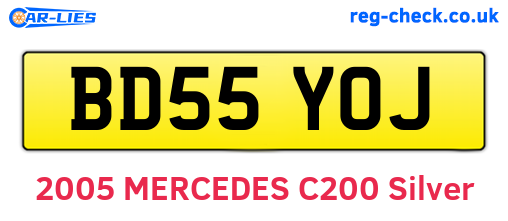 BD55YOJ are the vehicle registration plates.