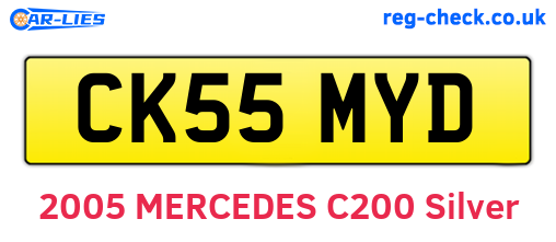 CK55MYD are the vehicle registration plates.