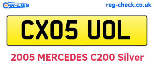 CX05UOL are the vehicle registration plates.