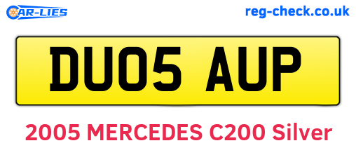 DU05AUP are the vehicle registration plates.