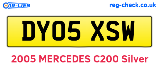 DY05XSW are the vehicle registration plates.