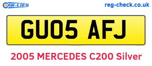 GU05AFJ are the vehicle registration plates.