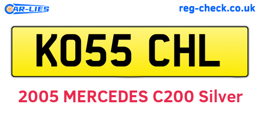 KO55CHL are the vehicle registration plates.