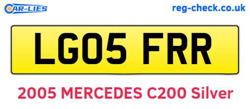 LG05FRR are the vehicle registration plates.