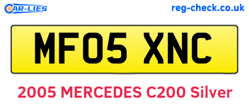 MF05XNC are the vehicle registration plates.