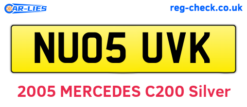 NU05UVK are the vehicle registration plates.
