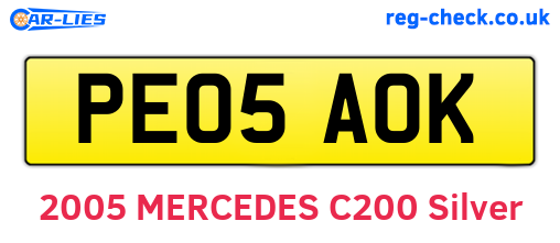 PE05AOK are the vehicle registration plates.