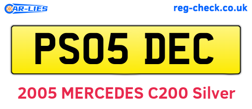 PS05DEC are the vehicle registration plates.