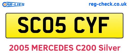 SC05CYF are the vehicle registration plates.