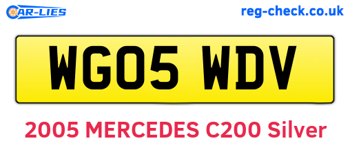 WG05WDV are the vehicle registration plates.