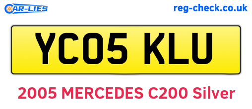 YC05KLU are the vehicle registration plates.