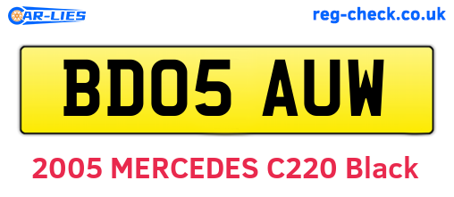 BD05AUW are the vehicle registration plates.