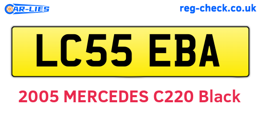 LC55EBA are the vehicle registration plates.
