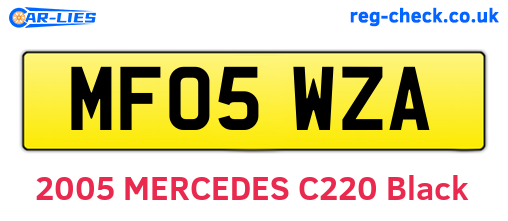 MF05WZA are the vehicle registration plates.