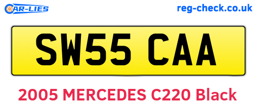 SW55CAA are the vehicle registration plates.