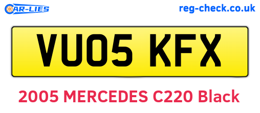 VU05KFX are the vehicle registration plates.