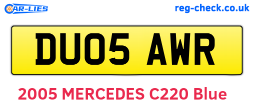 DU05AWR are the vehicle registration plates.