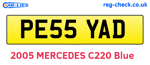 PE55YAD are the vehicle registration plates.