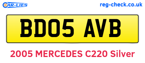 BD05AVB are the vehicle registration plates.