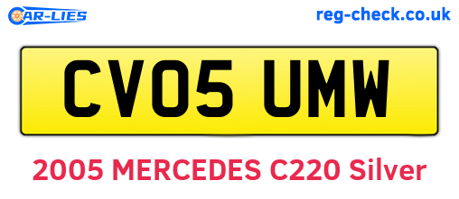 CV05UMW are the vehicle registration plates.