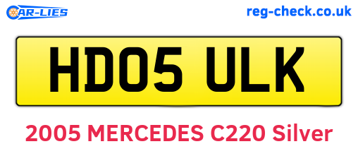 HD05ULK are the vehicle registration plates.