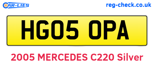 HG05OPA are the vehicle registration plates.