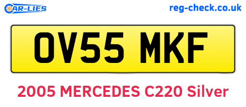 OV55MKF are the vehicle registration plates.