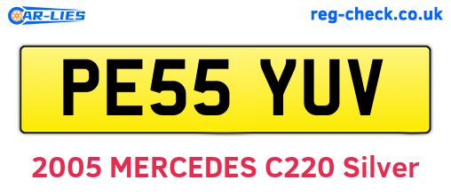PE55YUV are the vehicle registration plates.