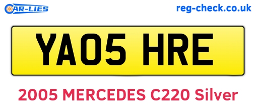 YA05HRE are the vehicle registration plates.