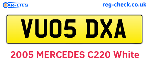 VU05DXA are the vehicle registration plates.