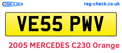 VE55PWV are the vehicle registration plates.