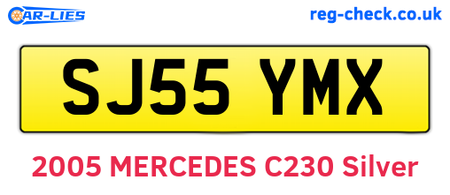 SJ55YMX are the vehicle registration plates.