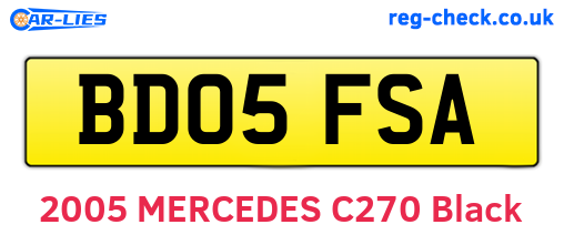 BD05FSA are the vehicle registration plates.