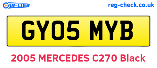 GY05MYB are the vehicle registration plates.