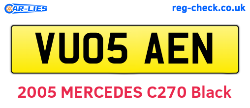VU05AEN are the vehicle registration plates.